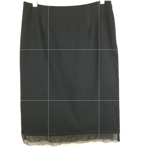 Moschino Dresses & Skirts - Vintage Moschino Couture Skirt Black Darted Mesh Trim Hem Pencil Womens Size 6